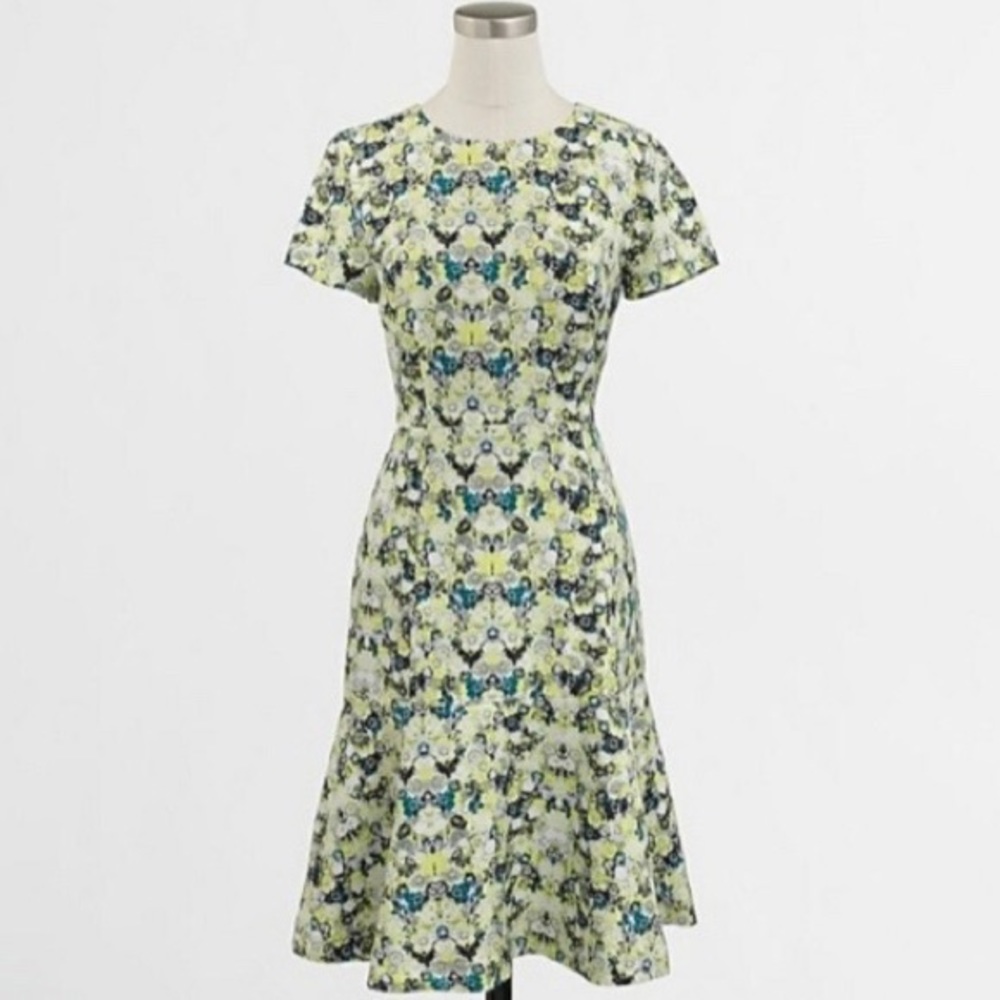 J. Crew Floral Printed Flare Midi Dress 2